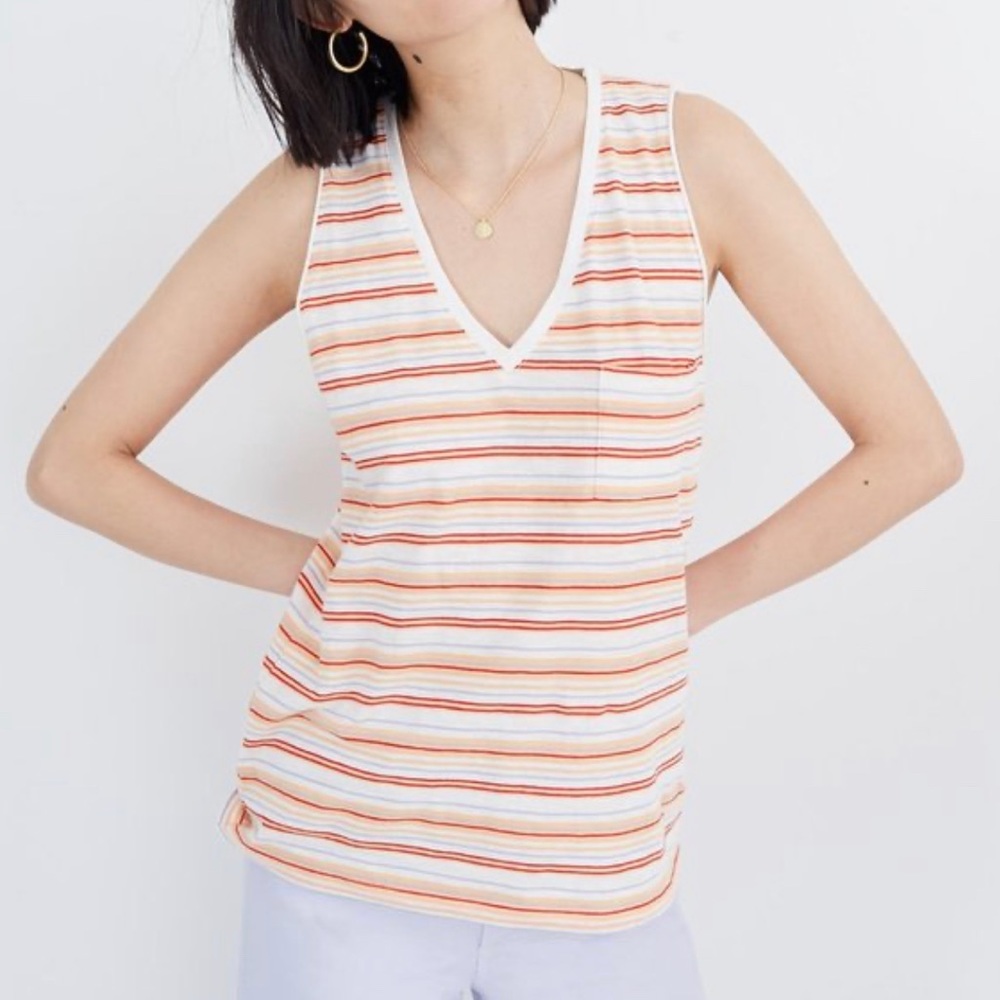 Madewell | 2X | Stripe Pocket V-Neck Tank Top